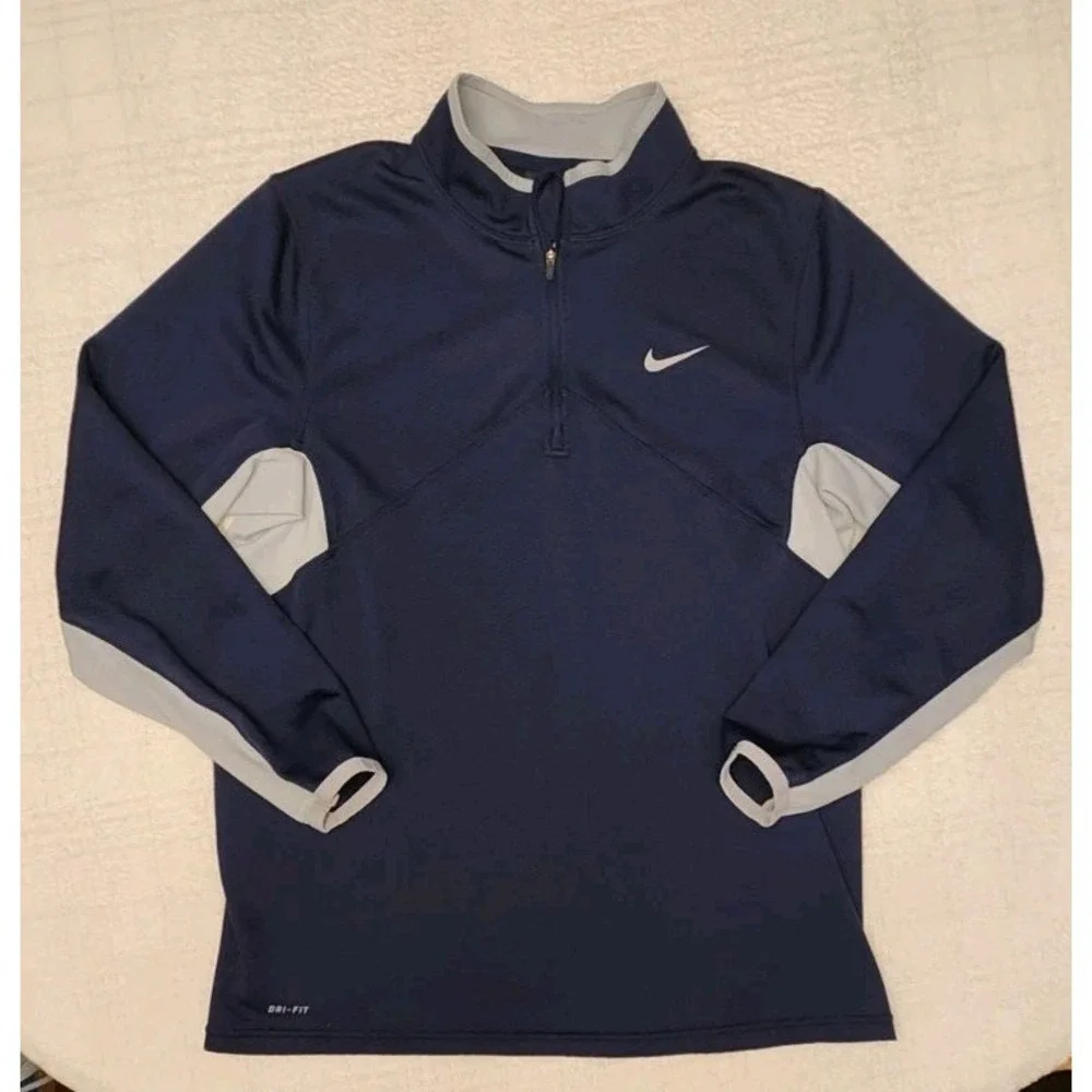 Nike‎ Pullover Mens XL Blue Dri-Fit Long Sleeve Quarter Zip Athletic Training